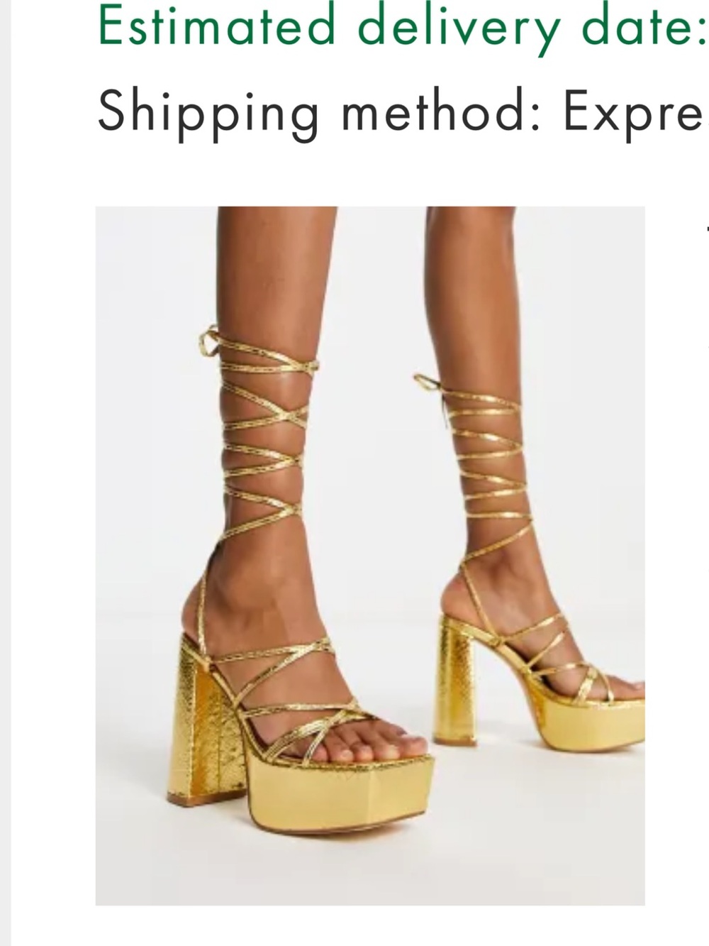 Gold Metallic Lace-Up Platform Heels